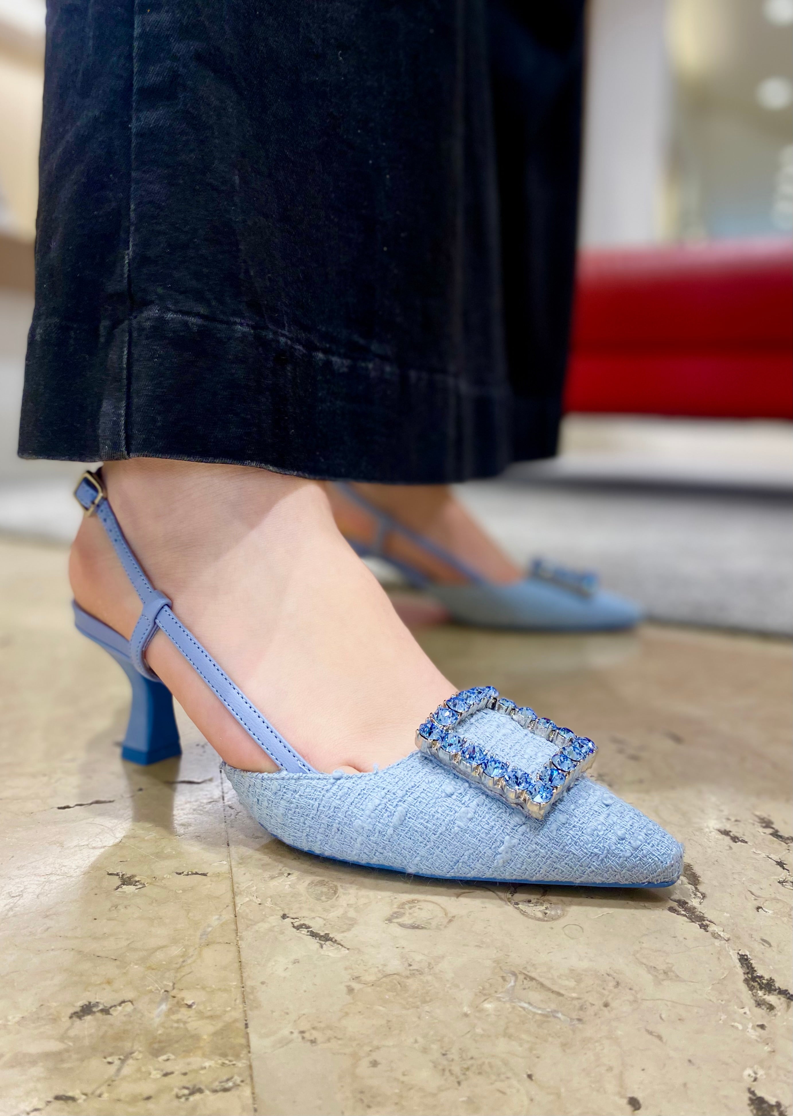 Décolleté Slingback Donna Festa Stefi Pan Xeno Nappa Xeno con Fibbia gioiello pe25 - Calzature Nucca