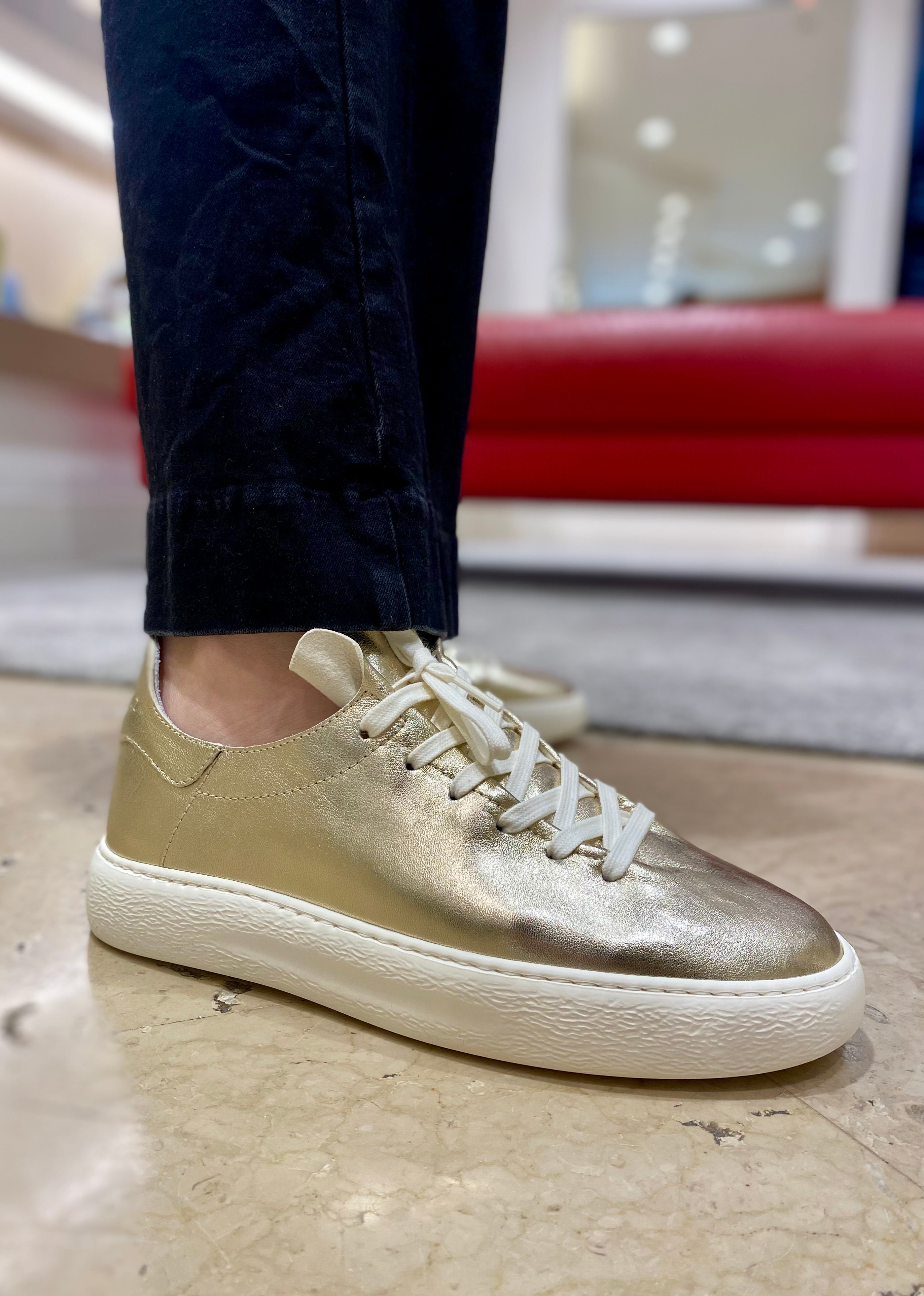 Sneakers Donna Stokton 752d Platino in Pelle Pe25 - Calzature Nucca