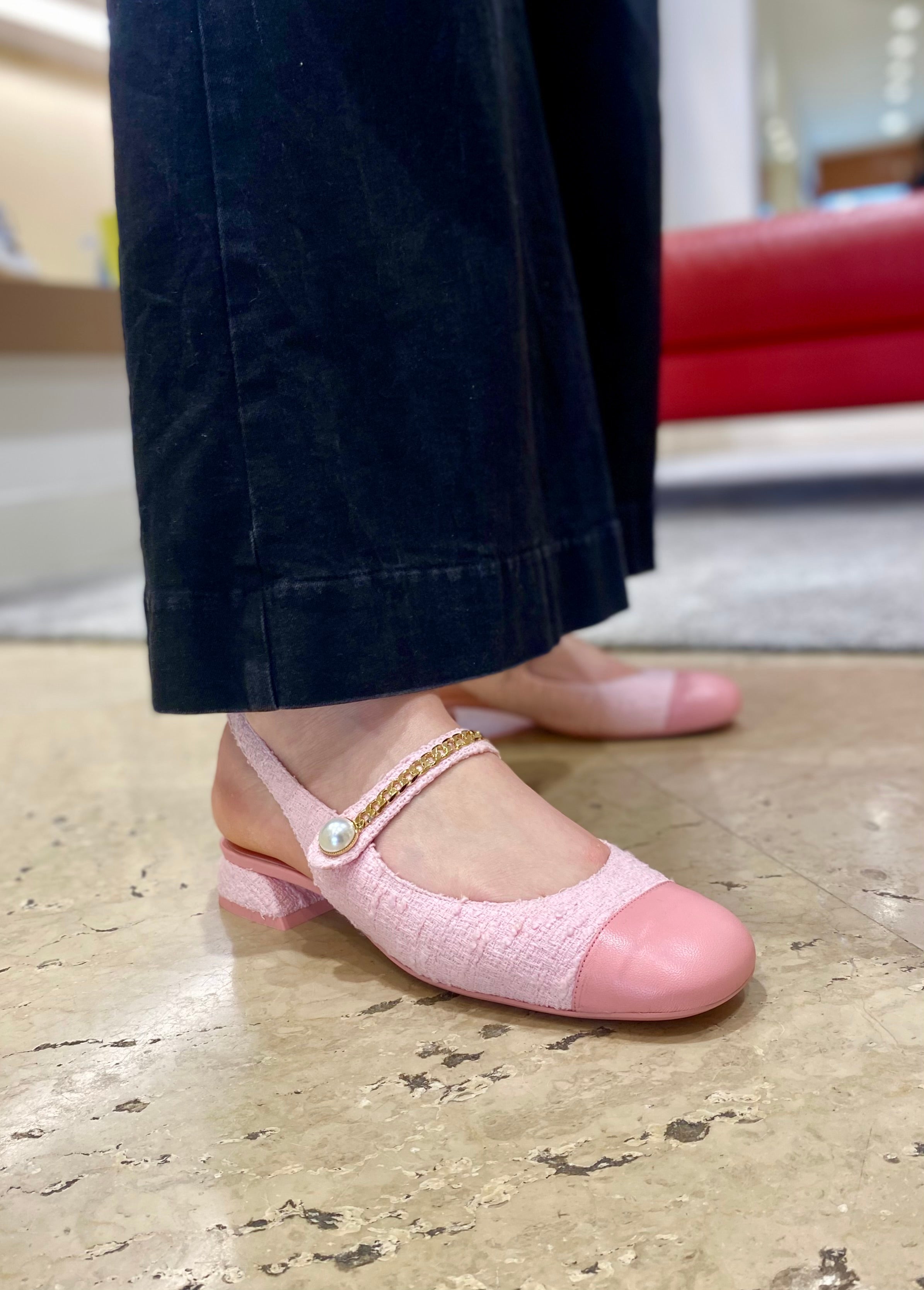 Décolleté Slingback Donna Festa Yolanda Pan Caramella con Puntale Rosa pe25 - Calzature Nucca