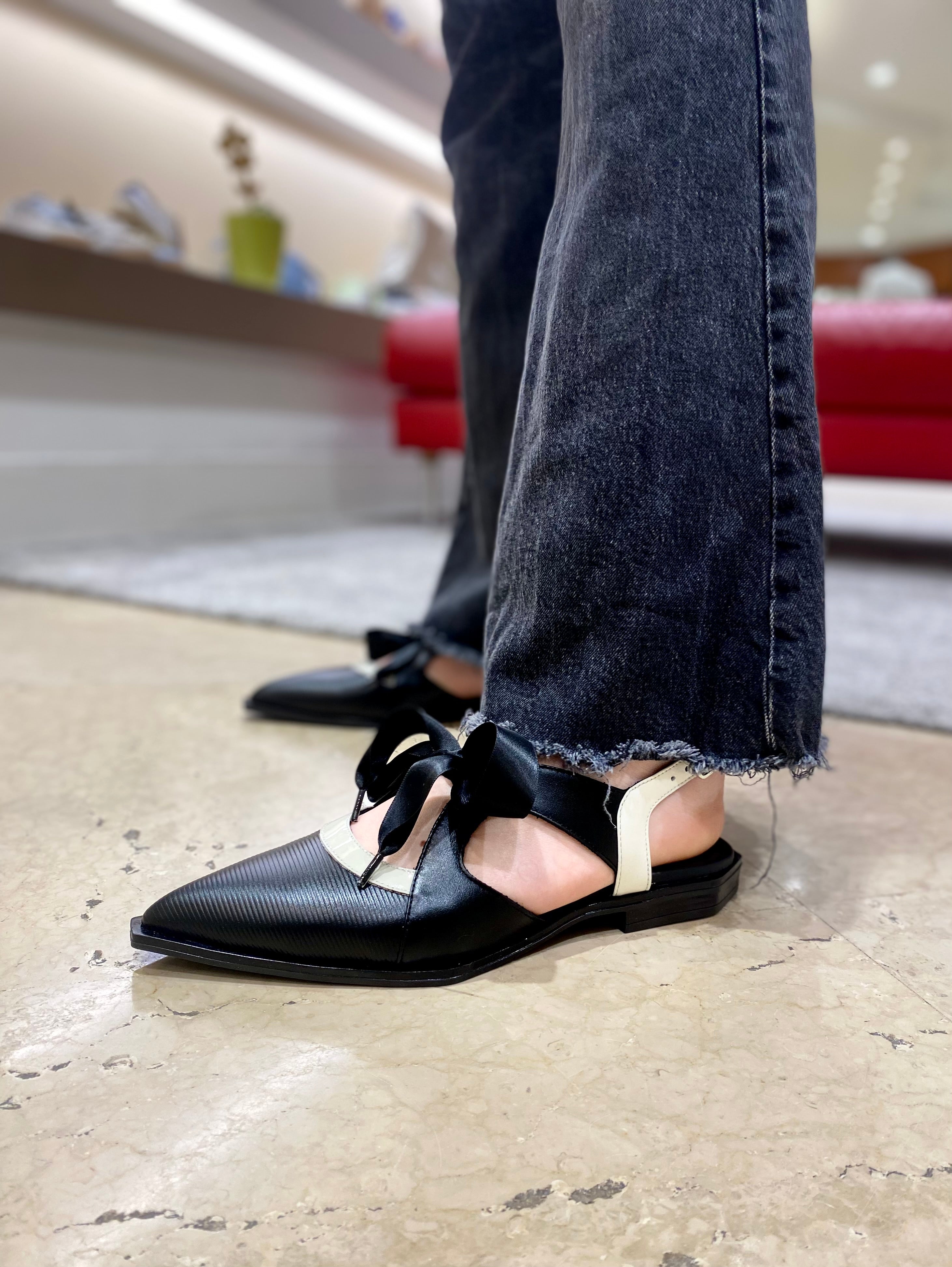Slingback Donna Le Bohémien P18 Nere con Fiocco Pe25- Calzature Nucca