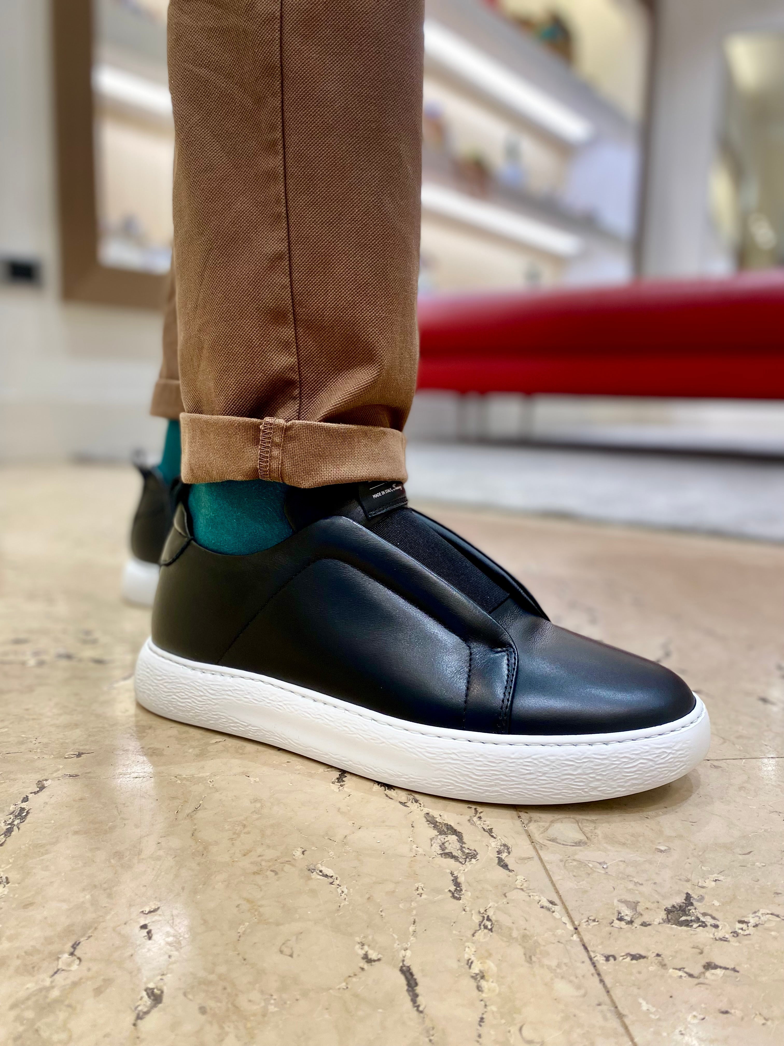 Sneakers Slip On Uomo Stokton 213u Vitello Nero con Elastico Pe25 - Calzature Nucca