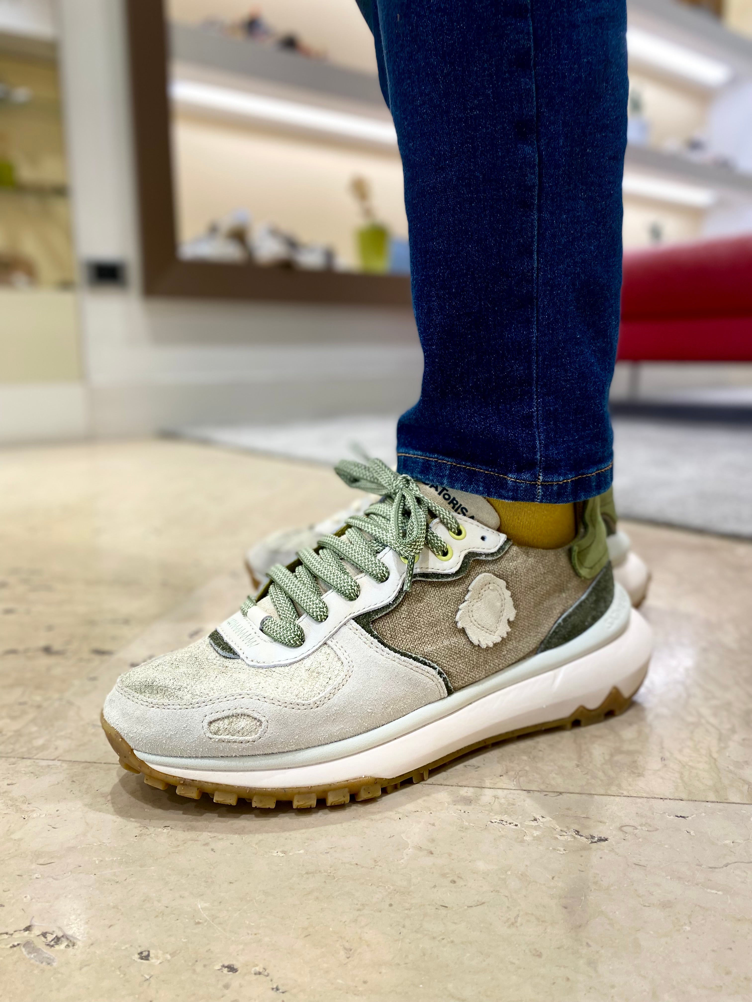 Sneakers Uomo Satorisan Chacrona Metta 110117 Lino Whitewisp Algue Pe25 - Calzature Nucca