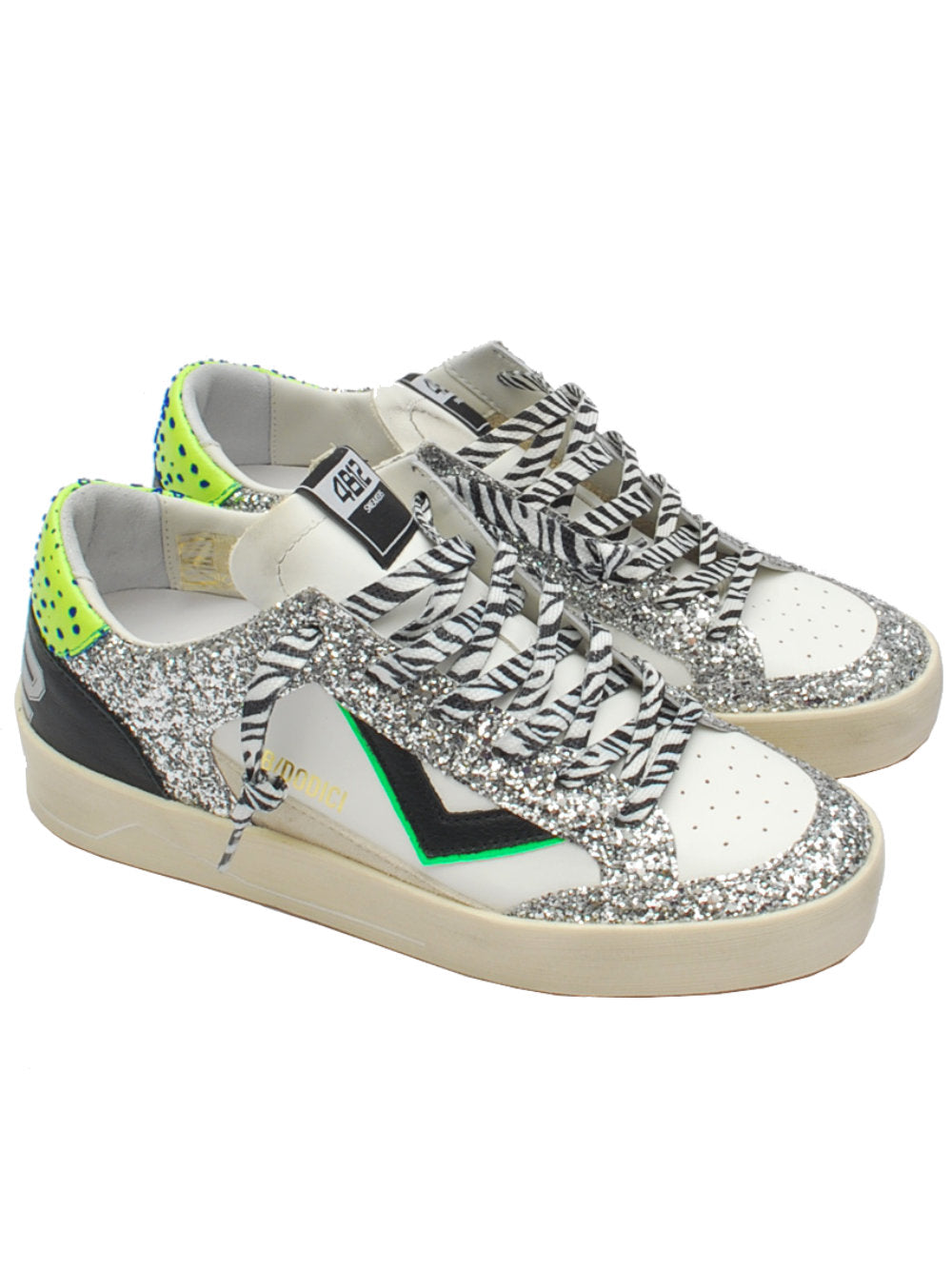 4B12 sneaker kyle silver verde fluo d864 pe24