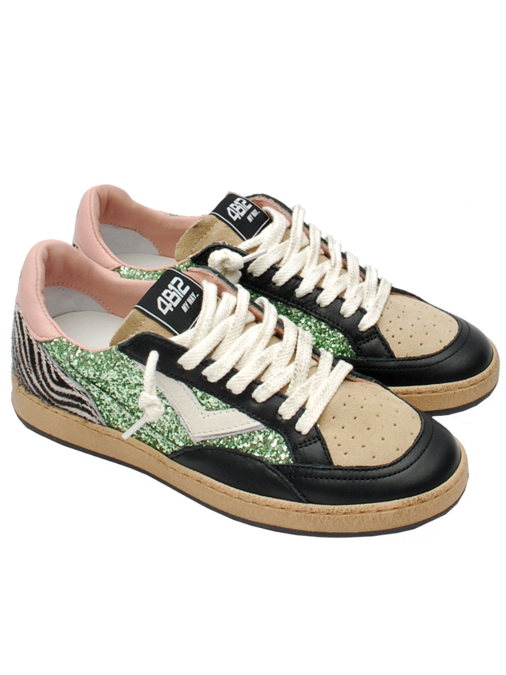 Sneakers Donna 4B12 Playnew D2037 Green Glitter Ai26