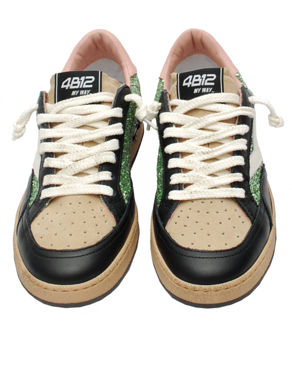 Sneakers Donna 4B12 Playnew D2037 Green Glitter Ai26
