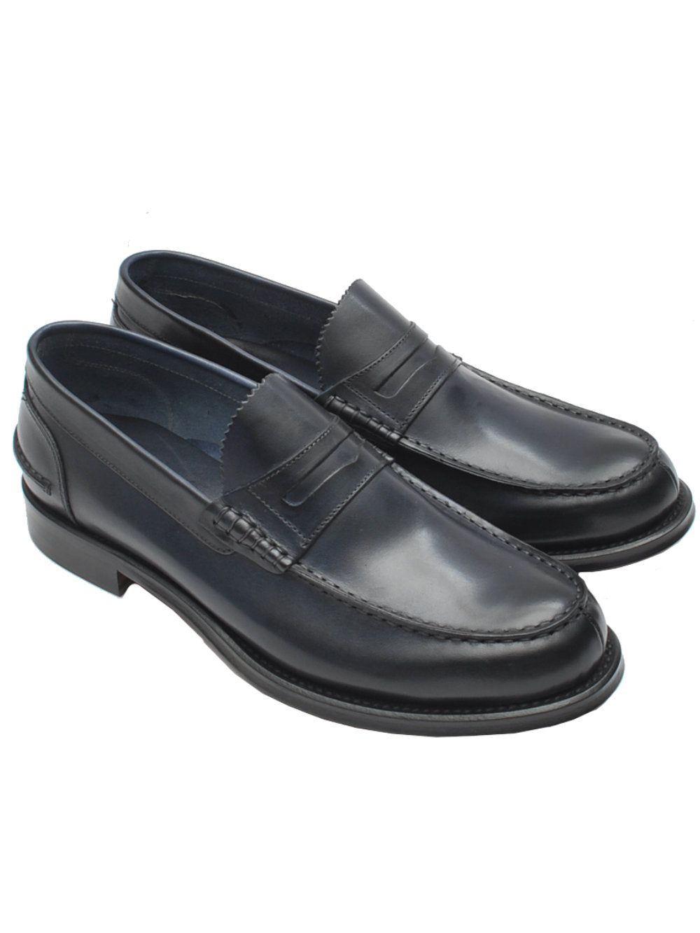 Mocassini College Uomo Artisti e Artigiani 12327 Vitello Blu - Calzature Nucca