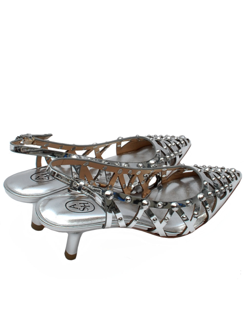 Slingback Donna Ash Bizarre Specchio Argento Borchie - Calzature Nucca
