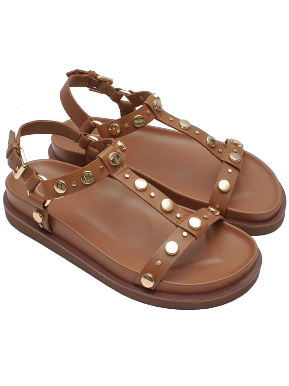 Sandalo T-bar Ash Ugo Cinnamon con Borchie e Fusbet Imbottito Pe25 - Calzature Nucca