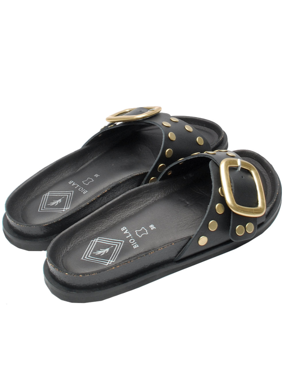 Ciabatte BIOLAB Sofia Big Buckle Gold: Stile deciso e comfort senza compromessi!