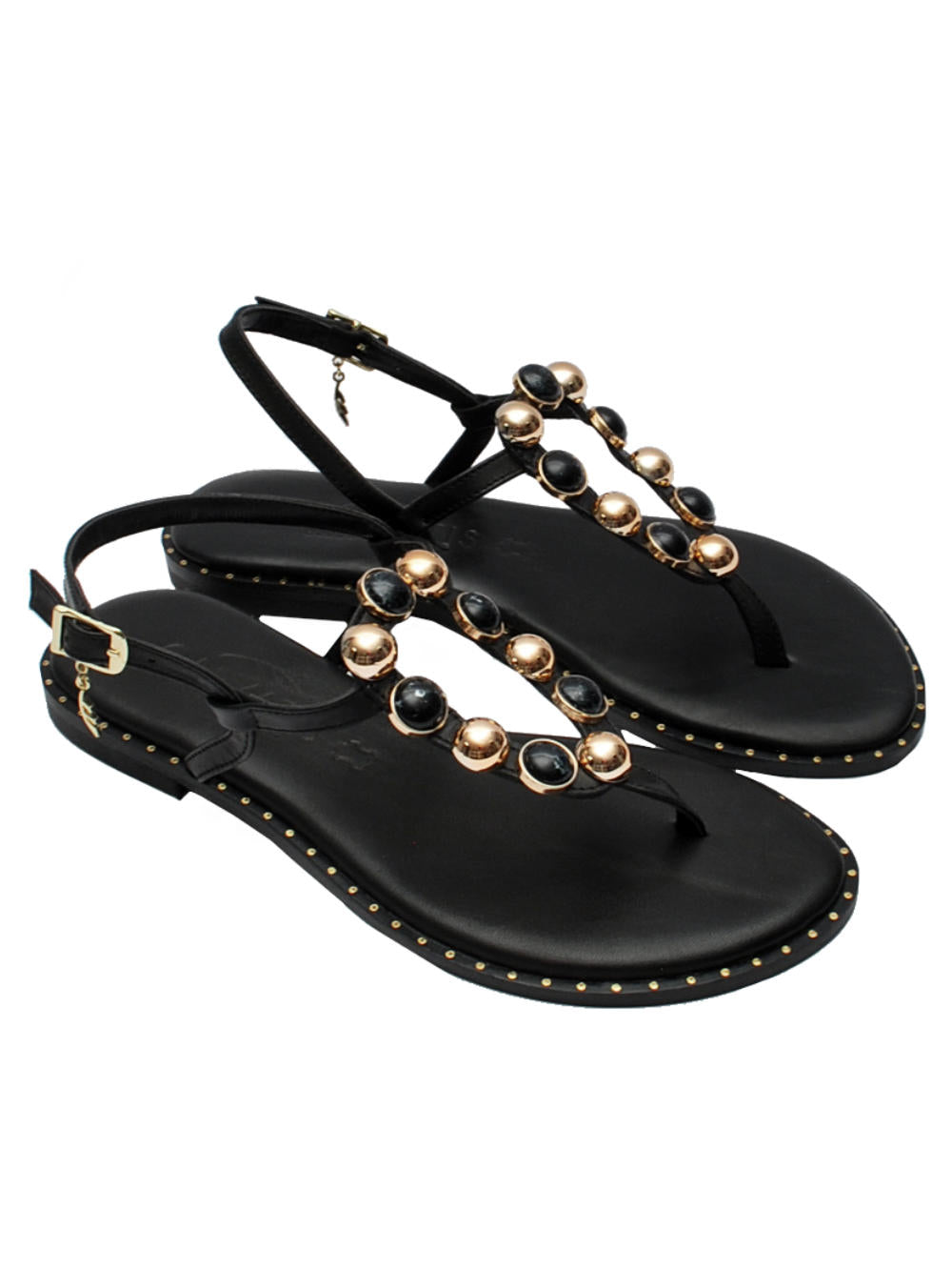 Sandali Infradito Caryatis 62040 Black Pe25: Eleganza minimalista con un tocco prezioso