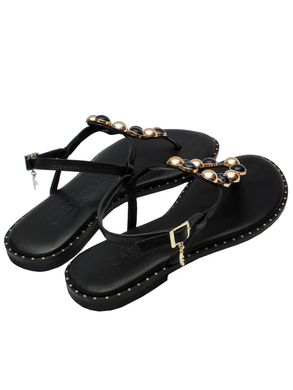Sandali Infradito Caryatis 62040 Black Pe25: Eleganza minimalista con un tocco prezioso