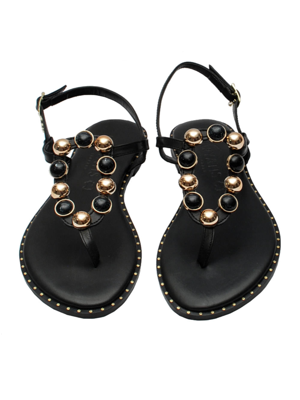 Sandali Infradito Caryatis 62040 Black Pe25: Eleganza minimalista con un tocco prezioso