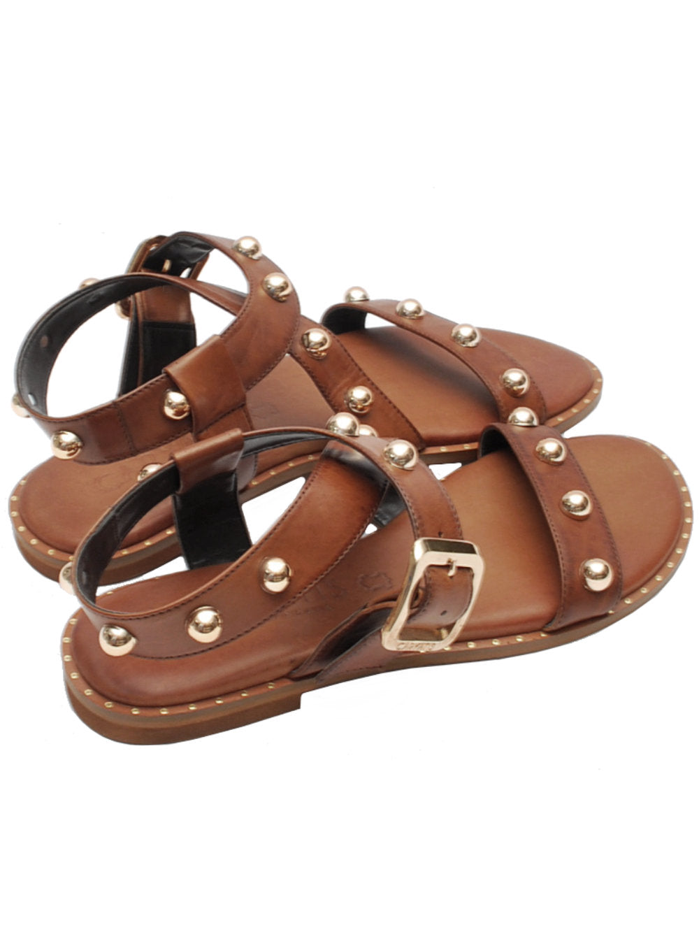 Sandali Donna Caryatis 62041 Brown con Fascia Incrociata - Calzature Nucca