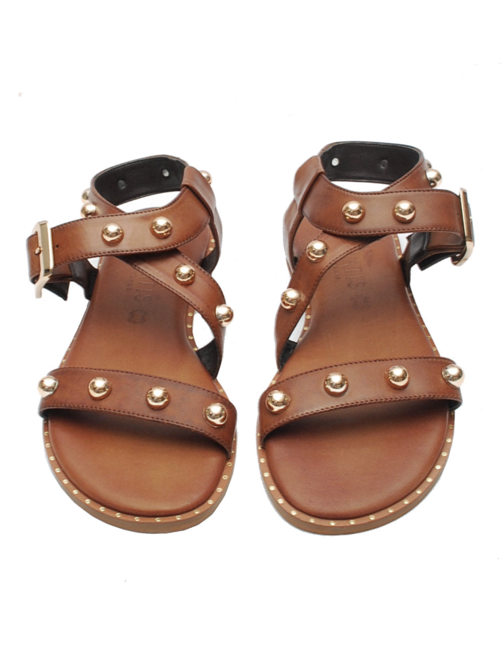 Sandali Donna Caryatis 62041 Brown con Fascia Incrociata - Calzature Nucca