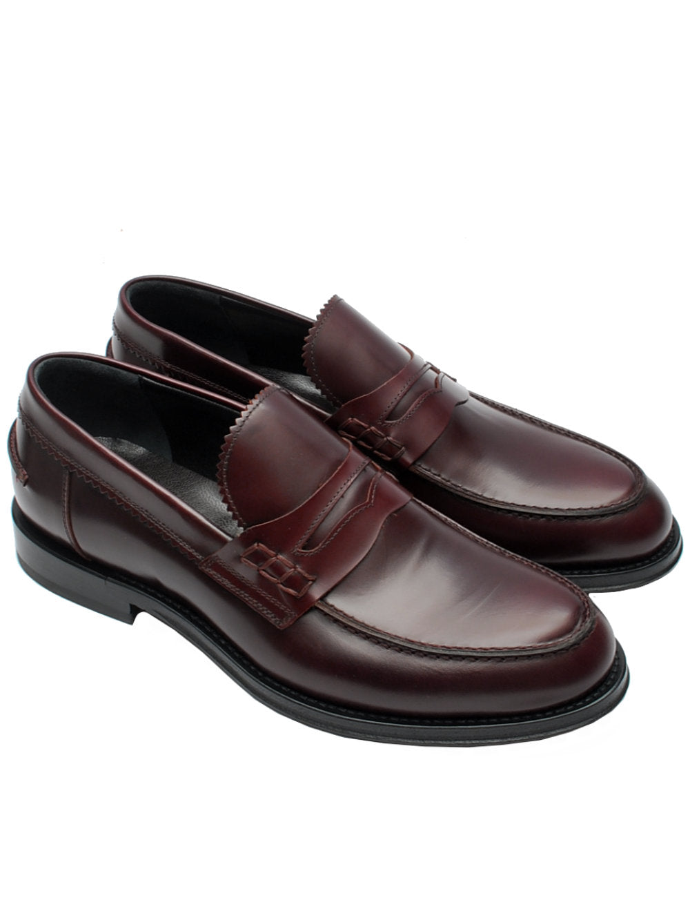 Mocassini College Uomo Corvari 1820 Vitello Spazzolato Bordeaux Pe25 - Calzature Nucca