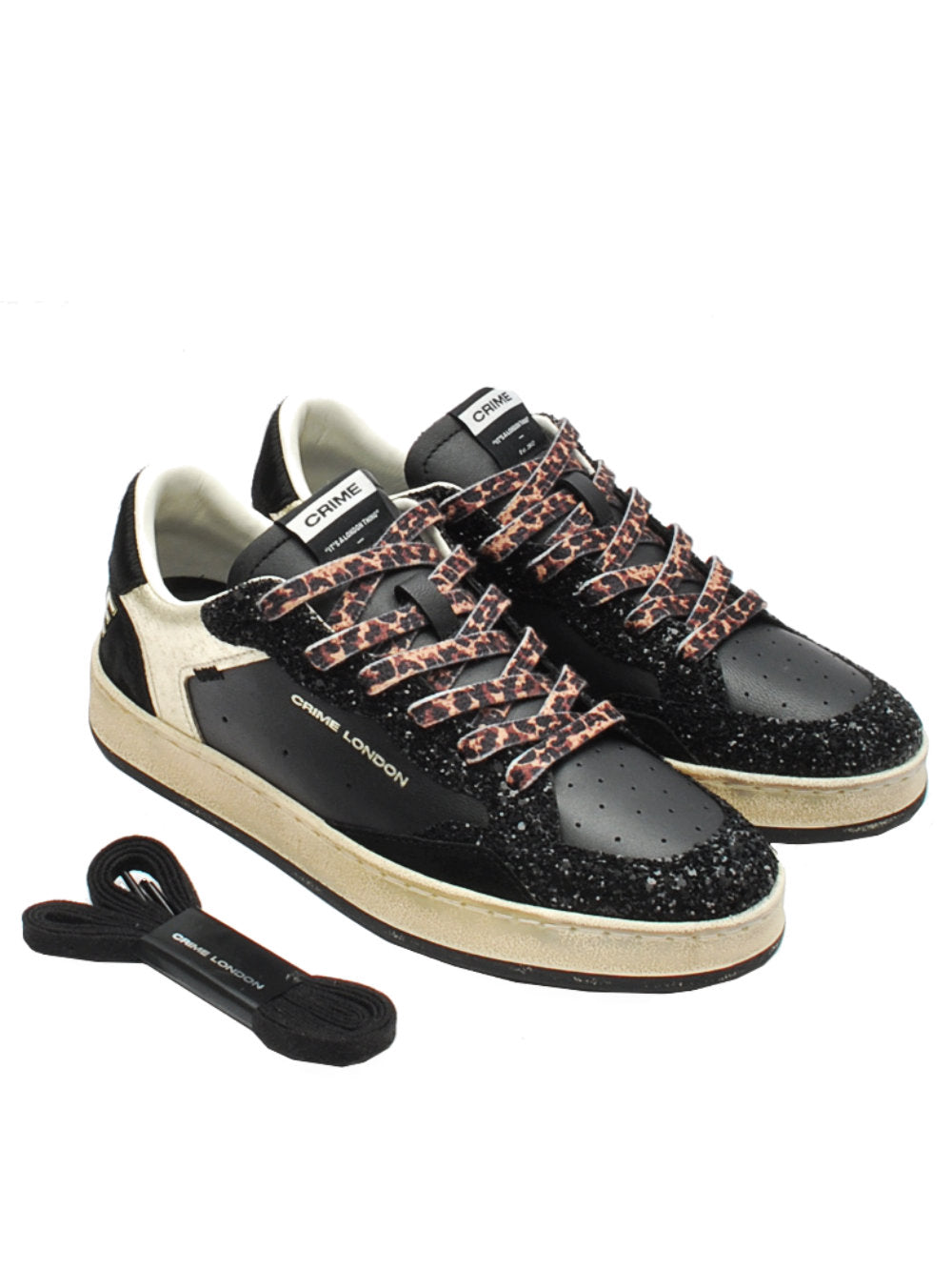 Sneaker Donna Crime London Chelsea 25205 Nero - Glitter & Leopard AI25 - Calzature Nucca