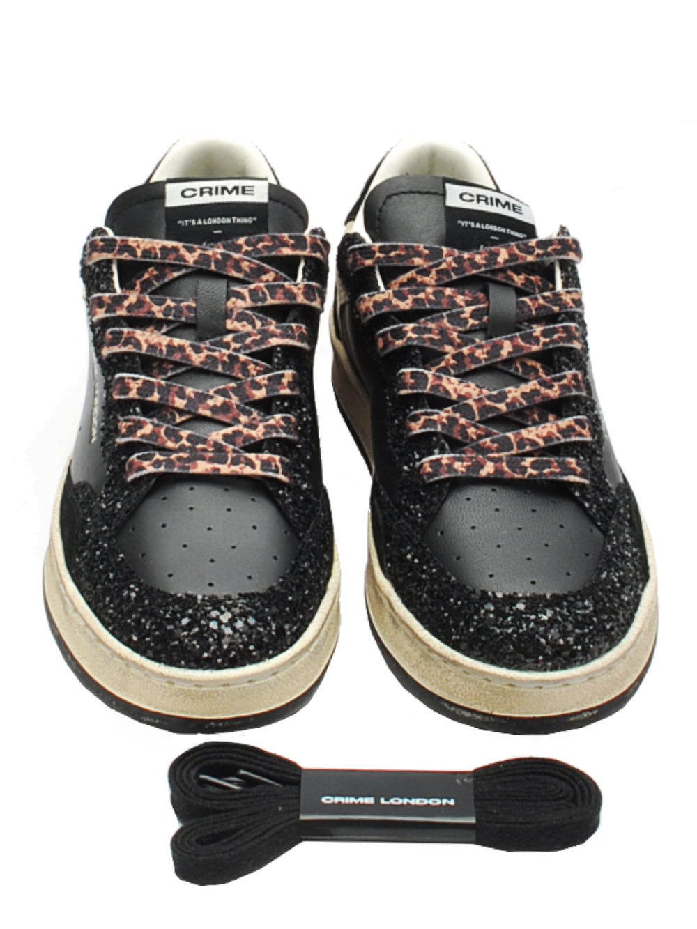 Sneaker Donna Crime London Chelsea 25205 Nero - Glitter & Leopard AI25 - Calzature Nucca