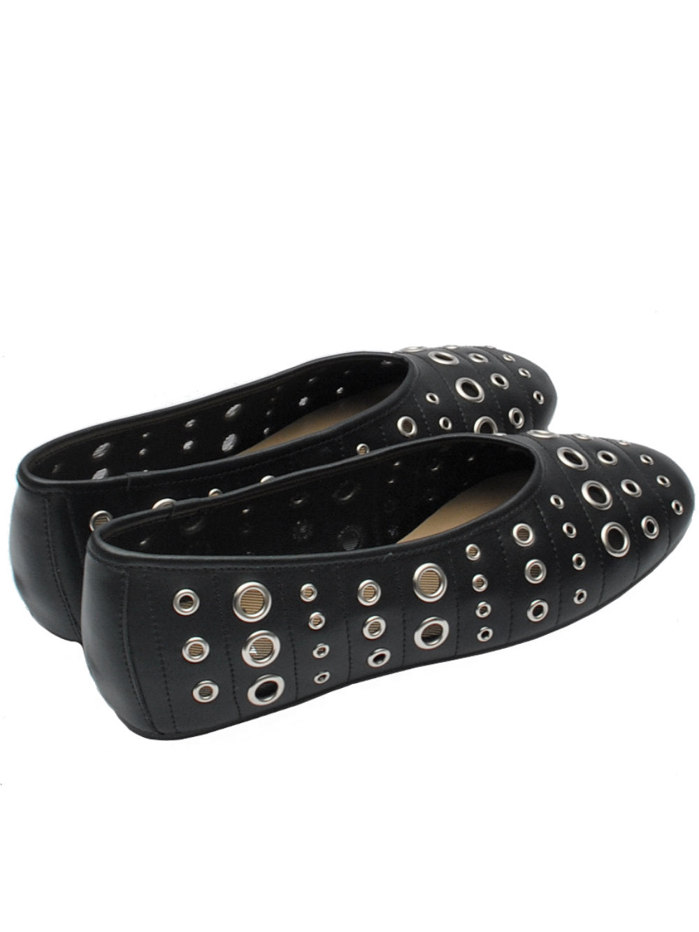 EKP Ballerina 3920K Pelle Nera con Occhielli Metallici Pe25 Calzature Nucca