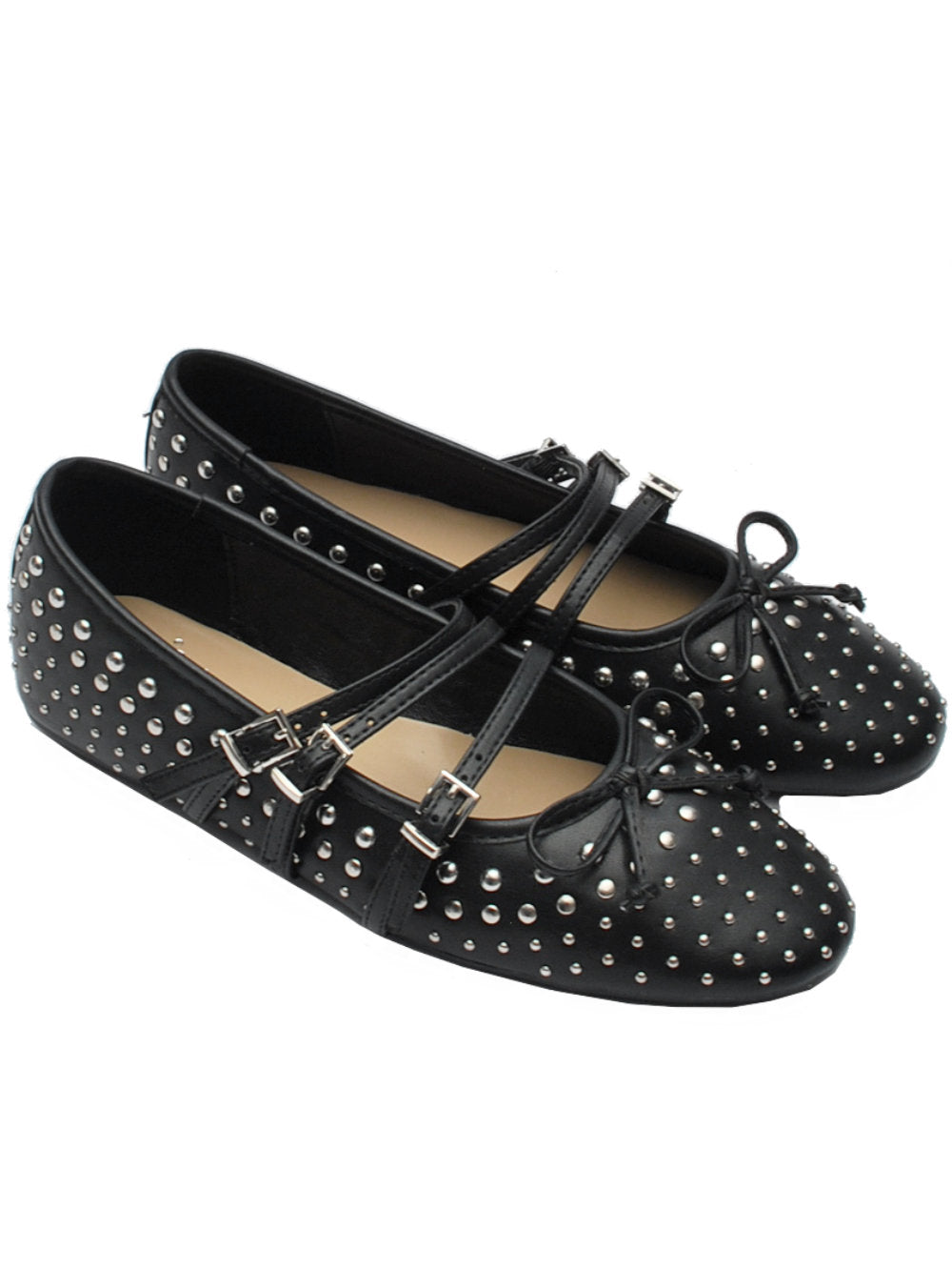 Ballerine EKP 3921K Nere in Pelle con Borchie Pe25 - Calzature Nucca
