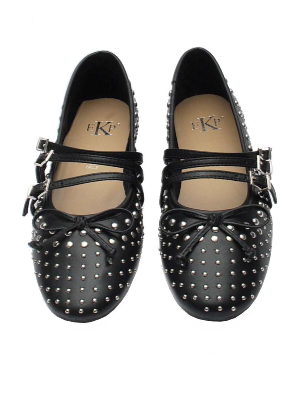 Ballerine EKP 3921K Nere in Pelle con Borchie Pe25 - Calzature Nucca