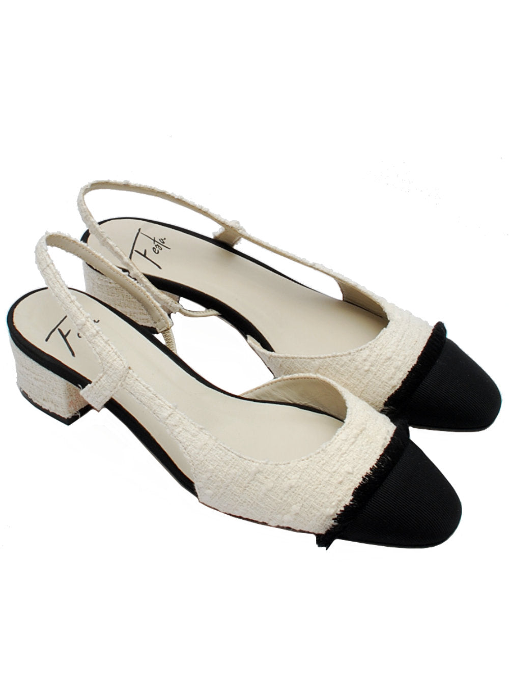 Décolleté Slingback Donna Festa Acanto Pan Cream con Puntale Nero pe25 - Calzature Nucca