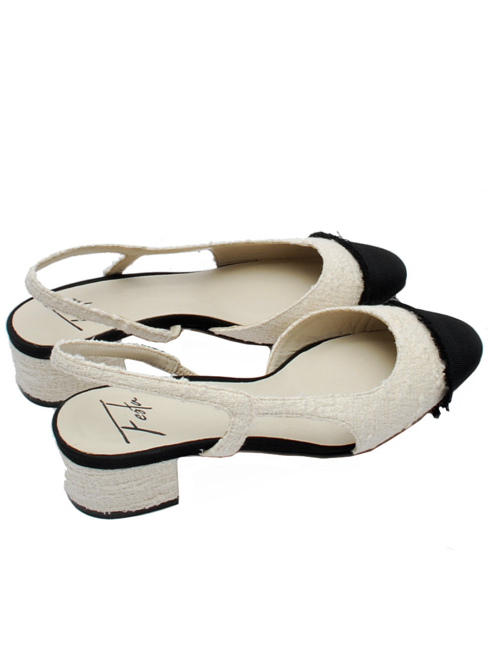 Décolleté Slingback Donna Festa Acanto Pan Cream con Puntale Nero pe25 - Calzature Nucca