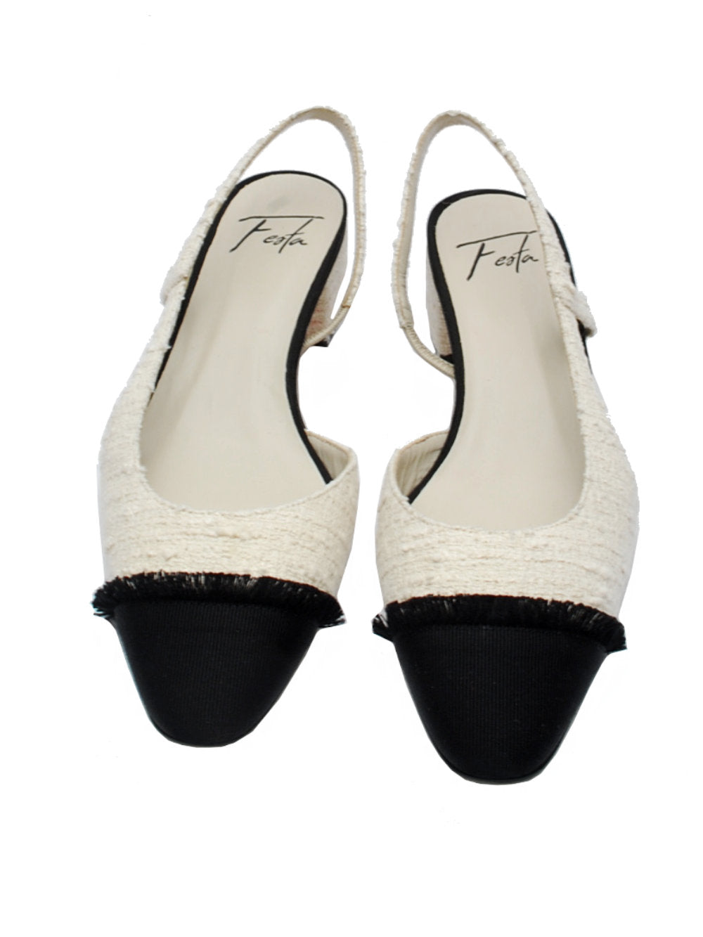 Décolleté Slingback Donna Festa Acanto Pan Cream con Puntale Nero pe25 - Calzature Nucca