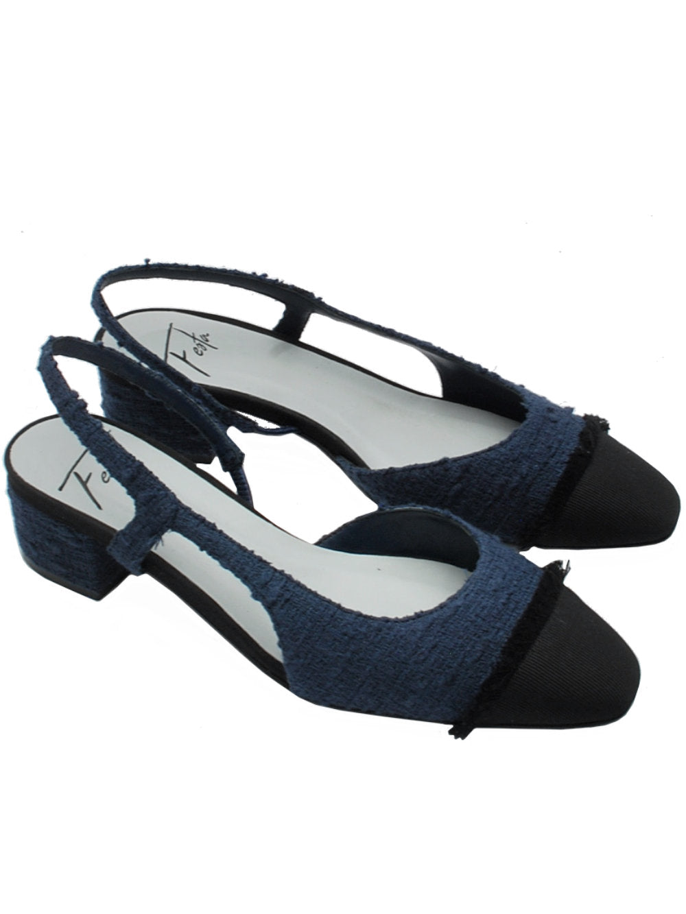 Décolleté Slingback Donna Festa Acanto Pan Navy con Puntale Nero pe25 - Calzature Nucca