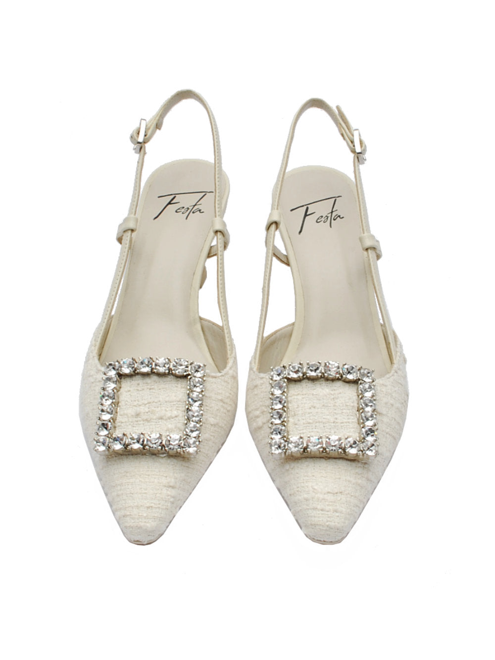 Décolleté Slingback Donna Festa Stefi Pan Cream con Fibbia gioiello pe25 - Calzature Nucca