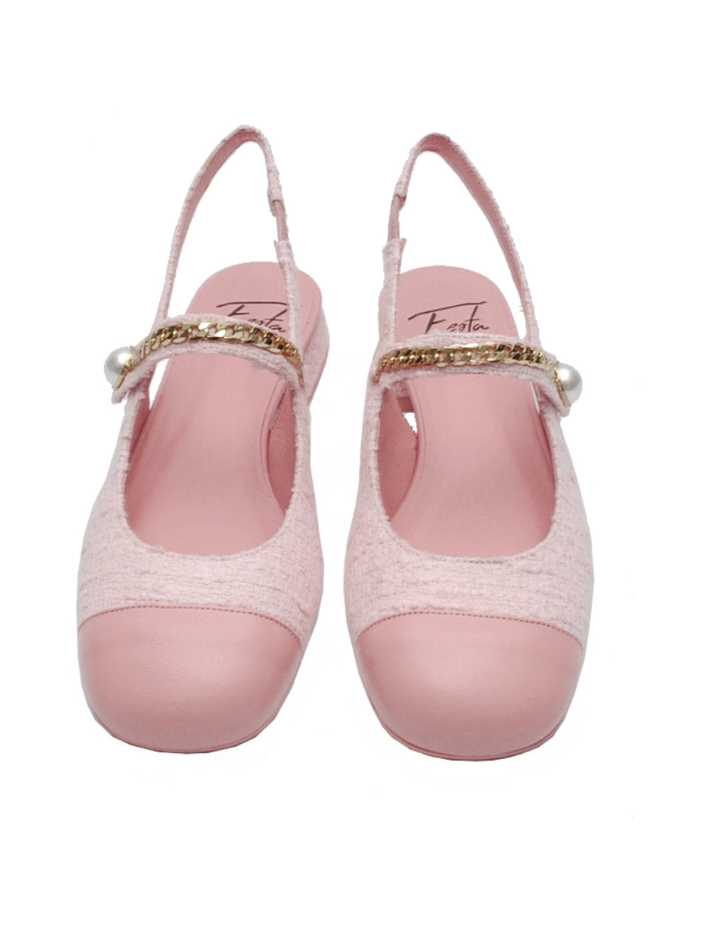 Décolleté Slingback Donna Festa Yolanda Pan Caramella con Puntale Rosa pe25 - Calzature Nucca