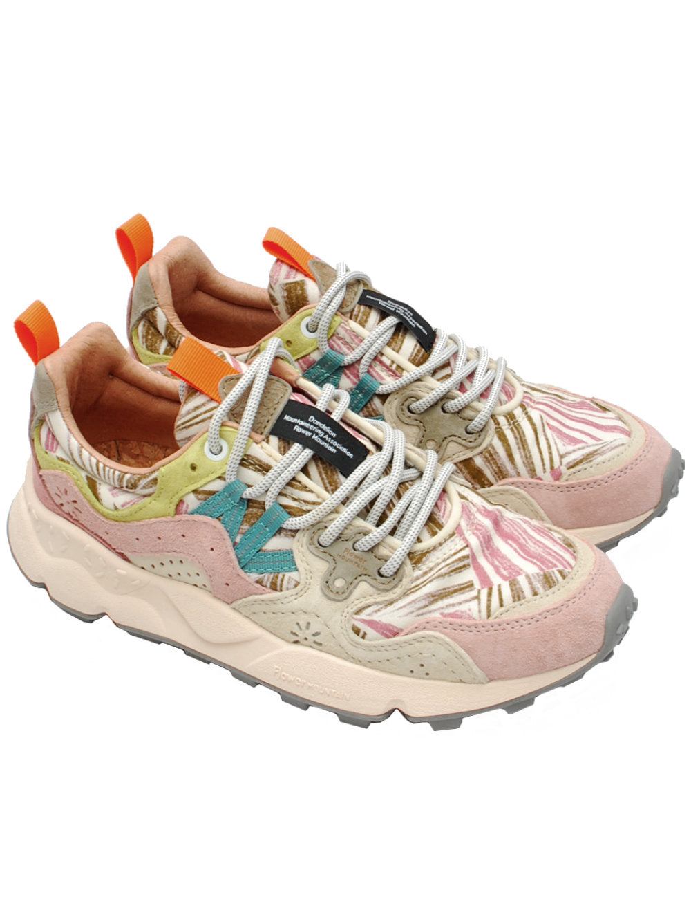 Sneakers Donna Flower Mountain Yamano 3 Pink White Military (Cod. 3M16) - Pe26