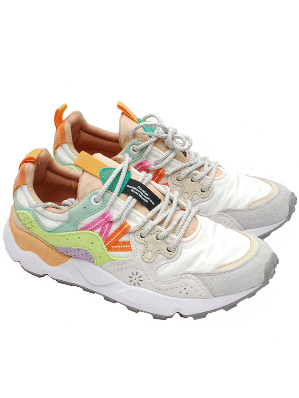 Sneakers Donna Flower Mountain Yamano 3 White Yellow Flou Light Green (Cod. 1N21) - Pe26