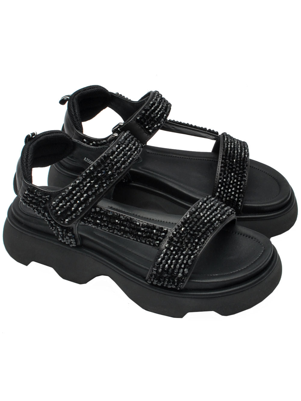 Sandalo Donna Jeannot AJ505A Strass Nero pe26