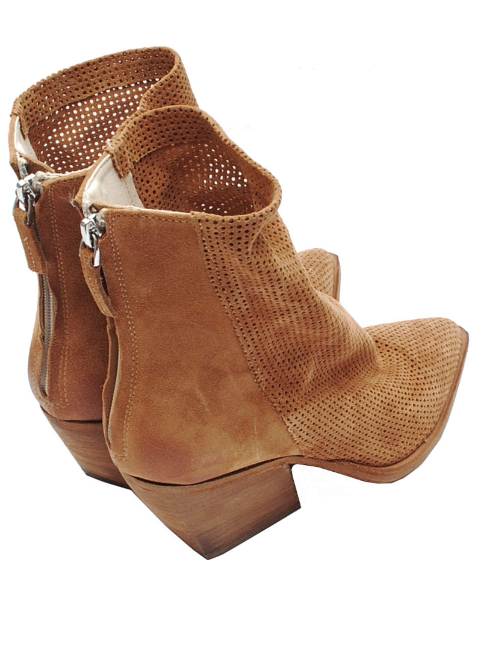 Stivaletti Texani Donna Juice M702M41 Camoscio Forato Cuoio Pe25 - Calzature Nucca