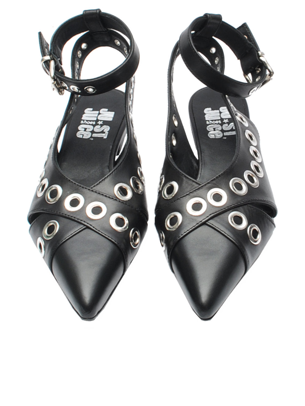 Slingback Donna Juice M809M7 Vitello Nero Borchie Pe25- Calzature Nucca