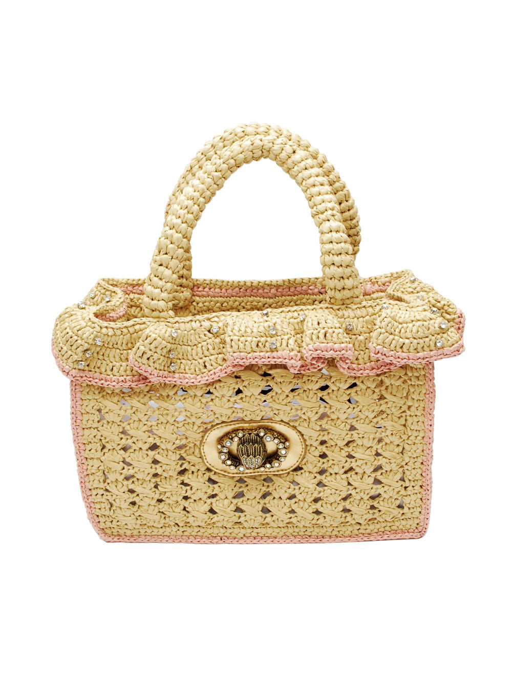 Kurt Geiger borsa Chelsea Ruffle Tote 351 Rafia Beige Pe26