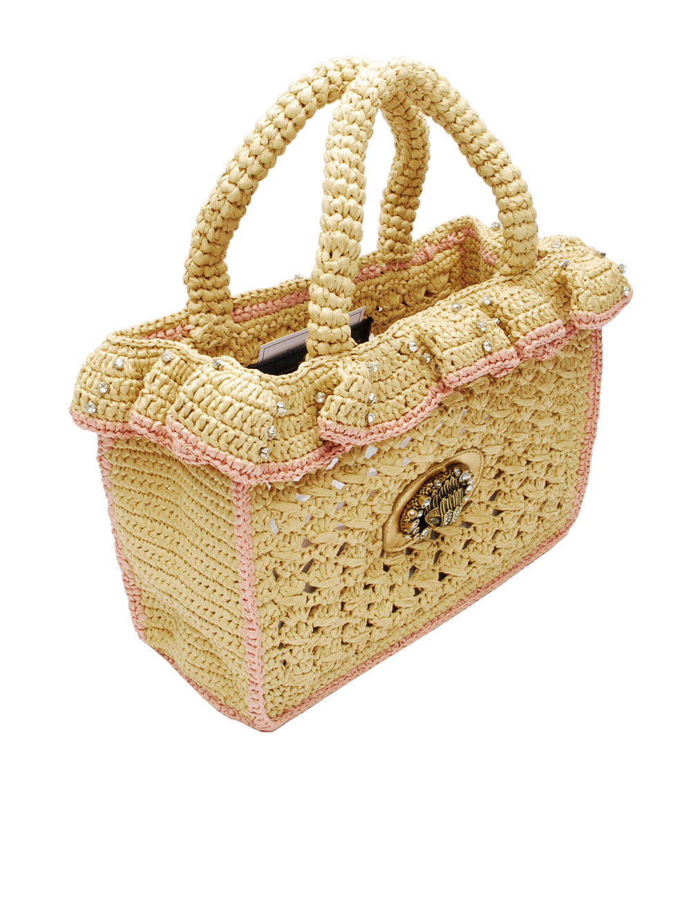 Kurt Geiger borsa Chelsea Ruffle Tote 351 Rafia Beige Pe26