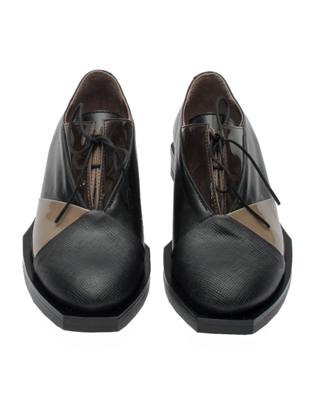 Francesina Donna Le Bohemien K34 - Vitello Nero e Vernice Taupe e Moro Ai25 - Calzature Nucca