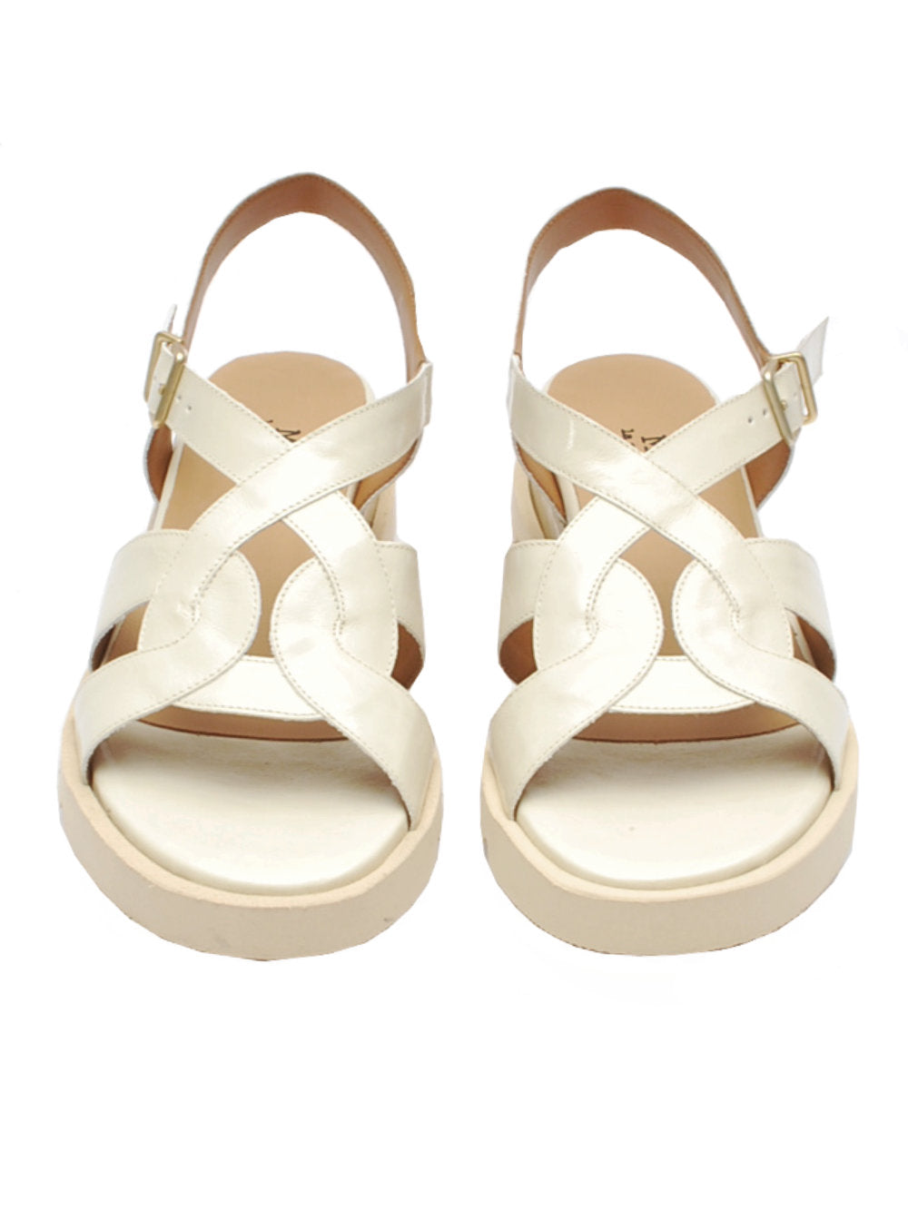 Sandali Donna Midare 202 in Pelle Lux Latte con Zeppa 3cm - Calzature Nucca
