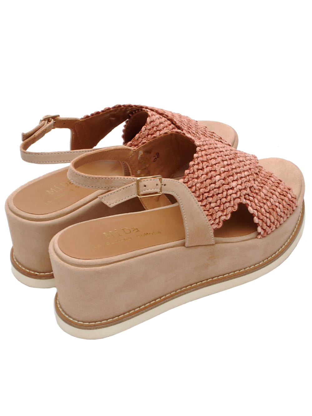 Sandalo Midare 2203 Vitello Camoscio e Rafia Nude Pe26