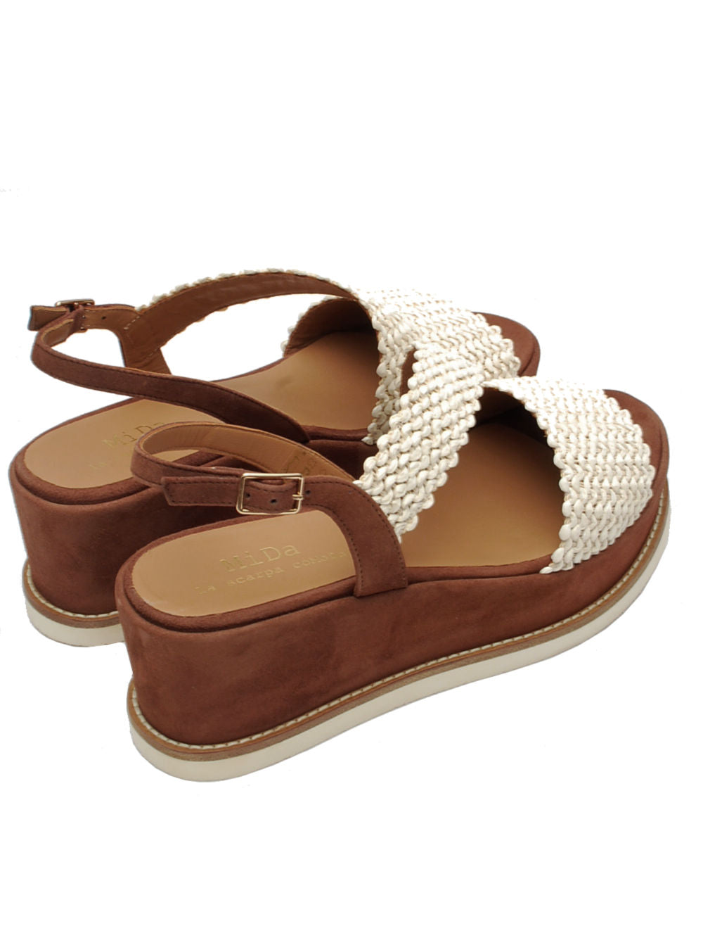 Sandalo Midare 5803 Camoscio Moro e Rafia Latte Pe26