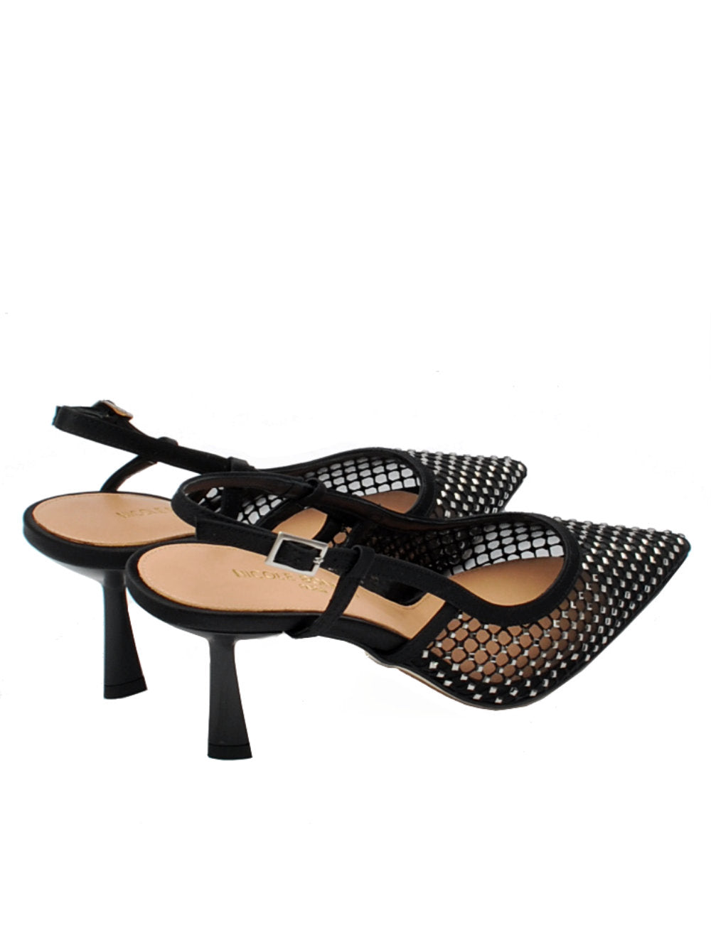 Slingback Donna Nicole Bonnet 2529 Retina Strass Raso Nero Pe25 - Calzature Nucca