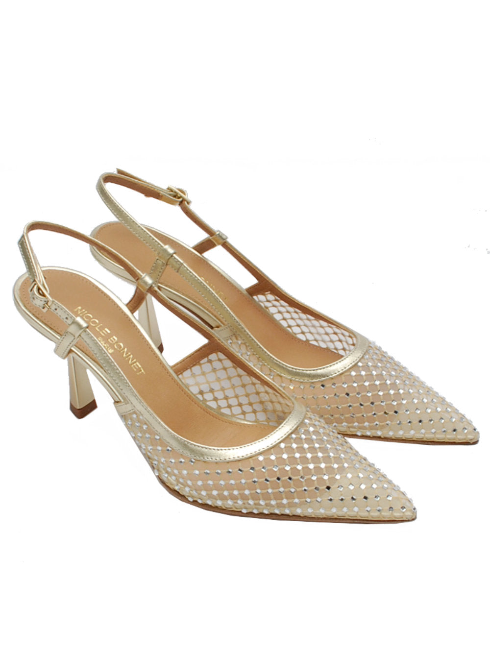 Slingback Donna Nicole Bonnet 2529 Retina Strass Platino Pe25 - Calzature Nucca