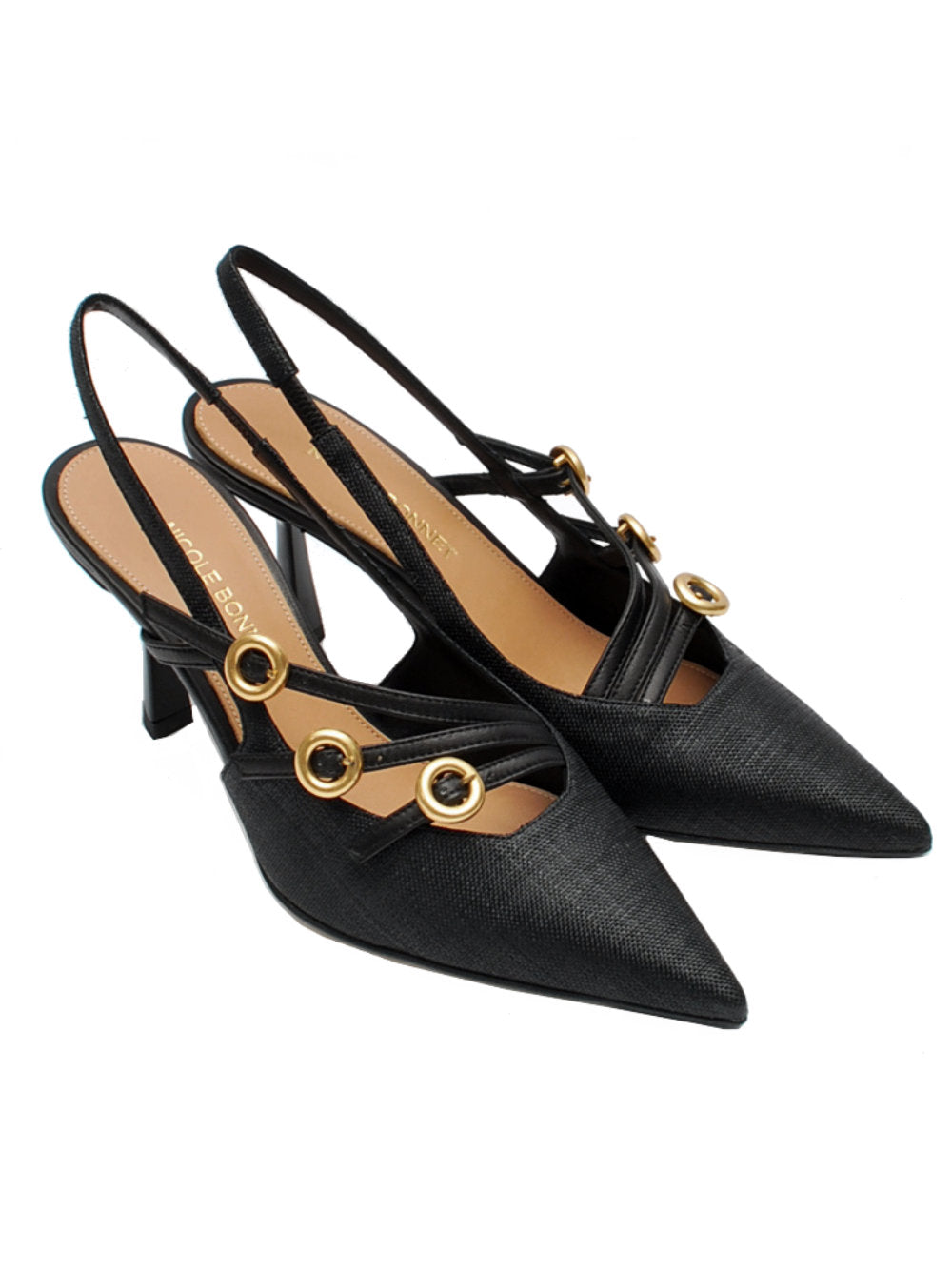 Slingback Donna Nicole Bonnet 2531 Raffia Nero Pe25 - Calzature Nucca