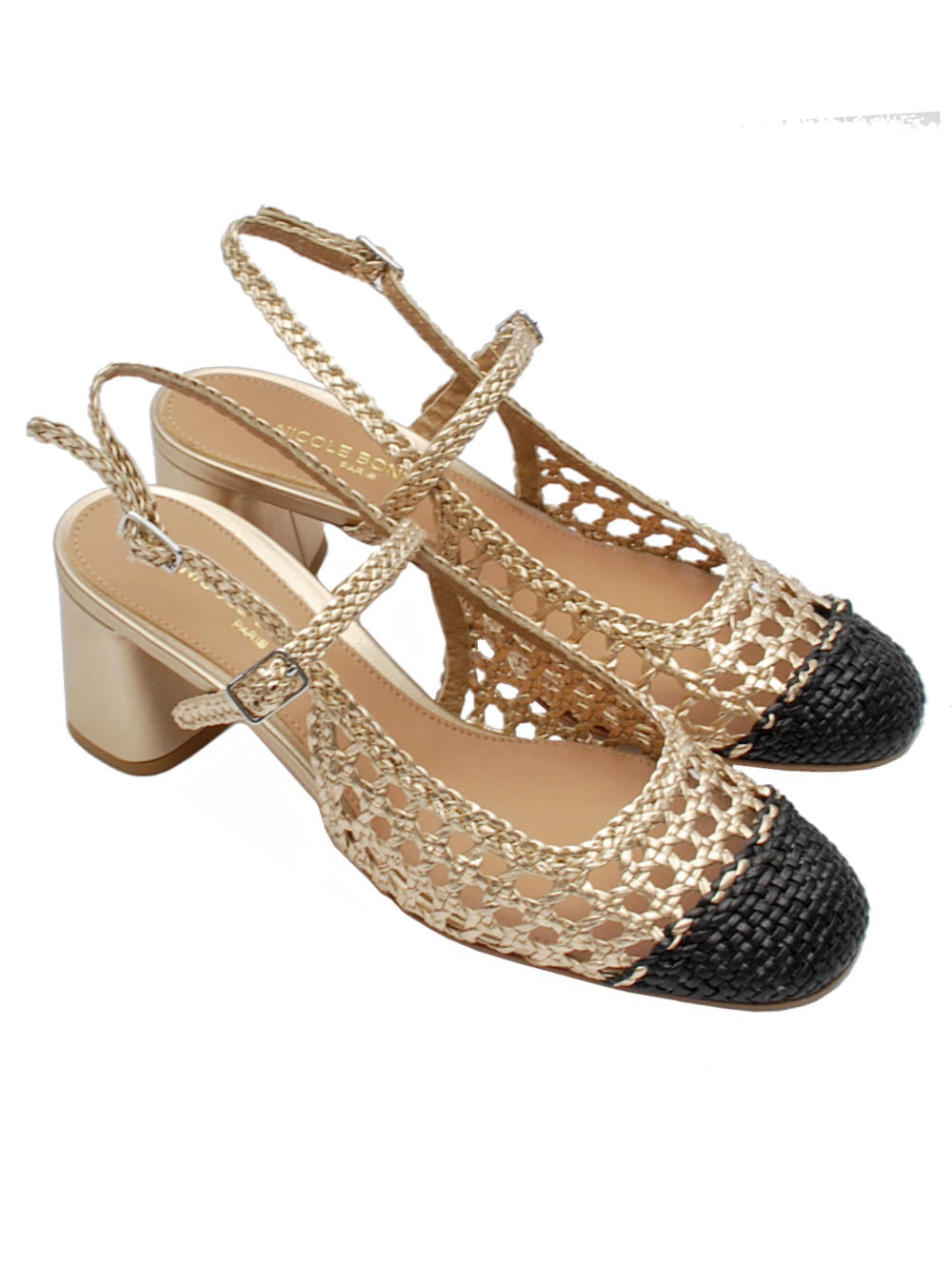 Slingback Donna Nicole Bonnet 2625 Intreccio Foil Gold Pe25 - Calzature Nucca