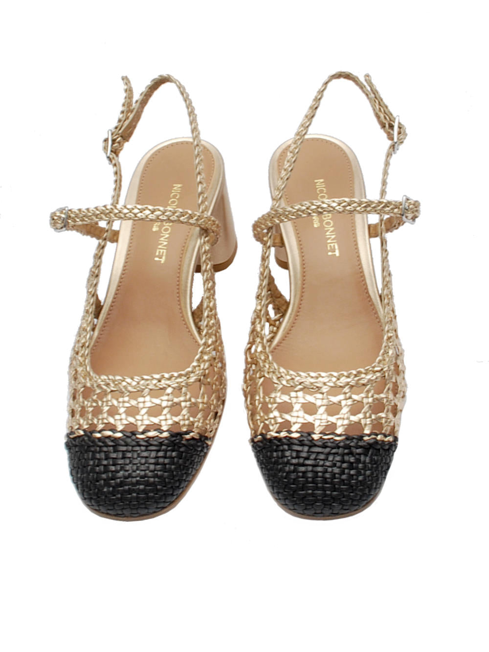 Slingback Donna Nicole Bonnet 2625 Intreccio Foil Gold Pe25 - Calzature Nucca