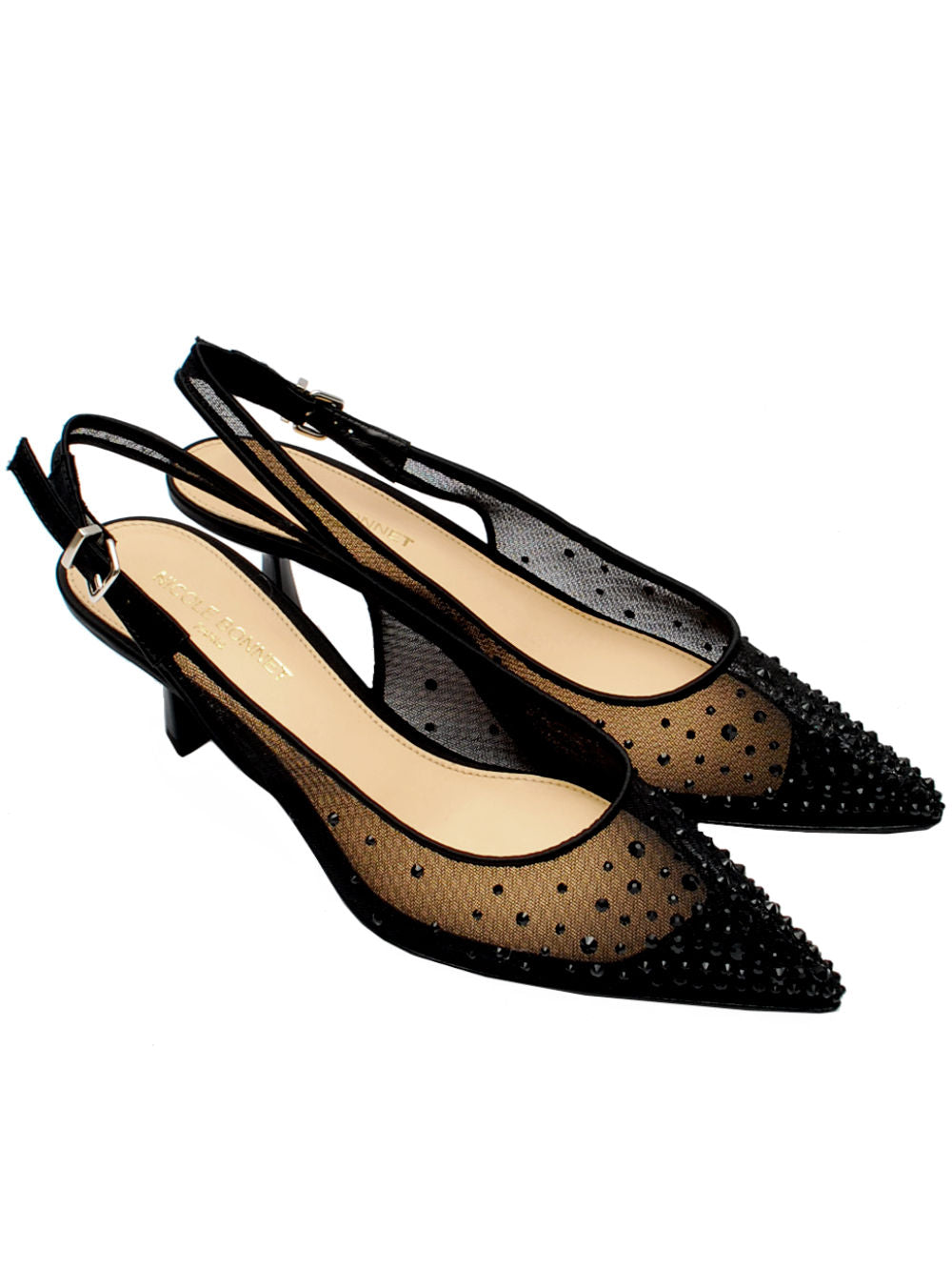 Slingback Donna Nicole Bonnet 3065 Raso Nero pe26