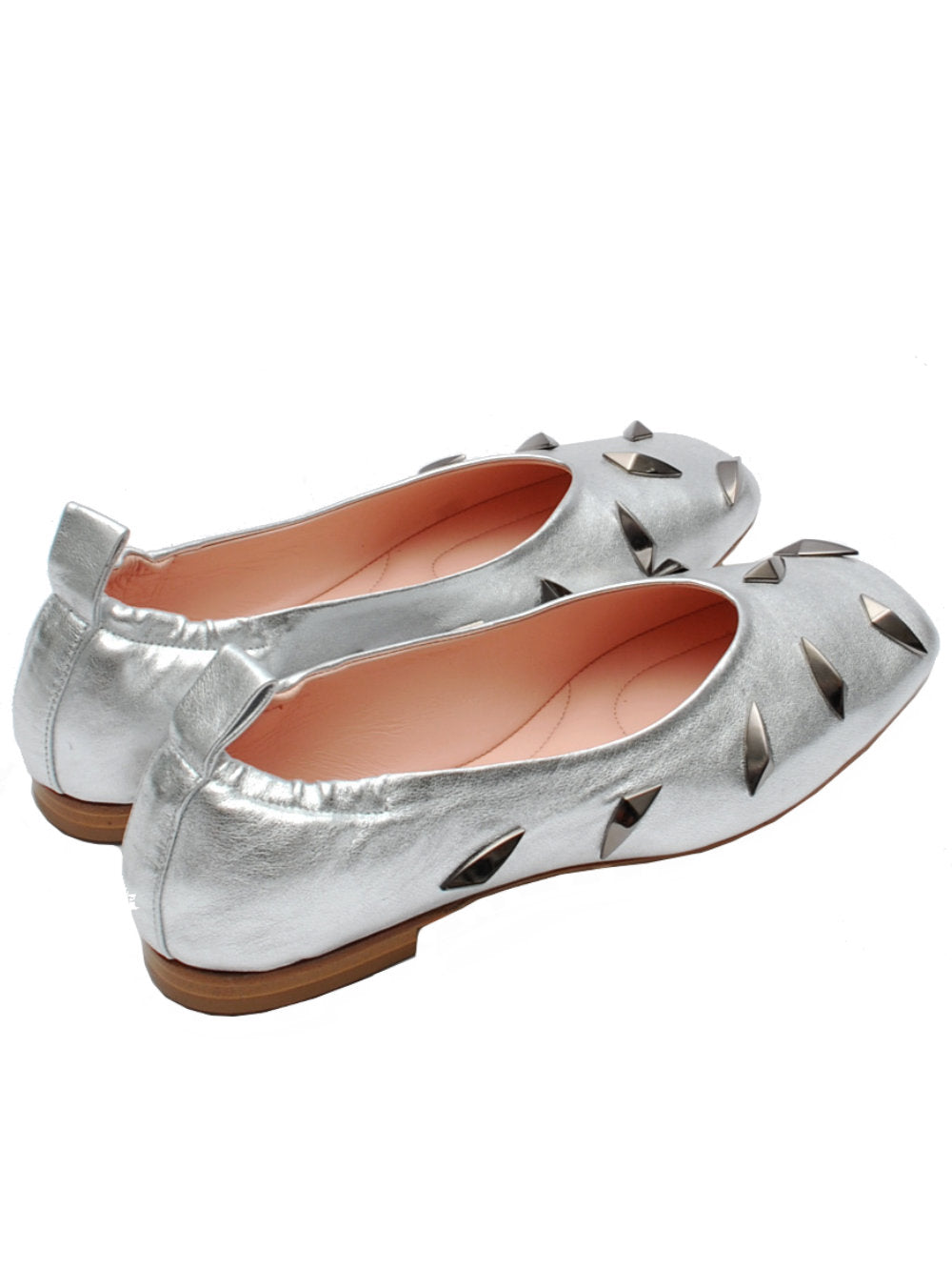 Ballerina Argento Borchiata Oronero NA69 - Comfort Sacchetto Tacco 20 Pe25 - Calzature Nucca