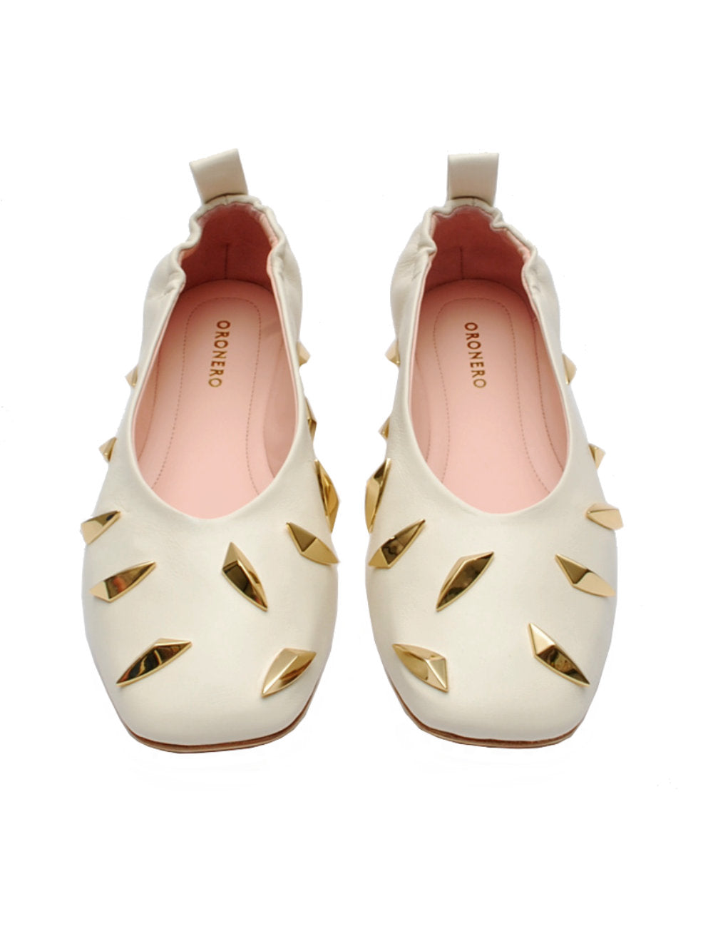 Ballerina Crudo Borchiata Oronero NA69 - Comfort Sacchetto Tacco 20 Pe25 - Calzature Nucca