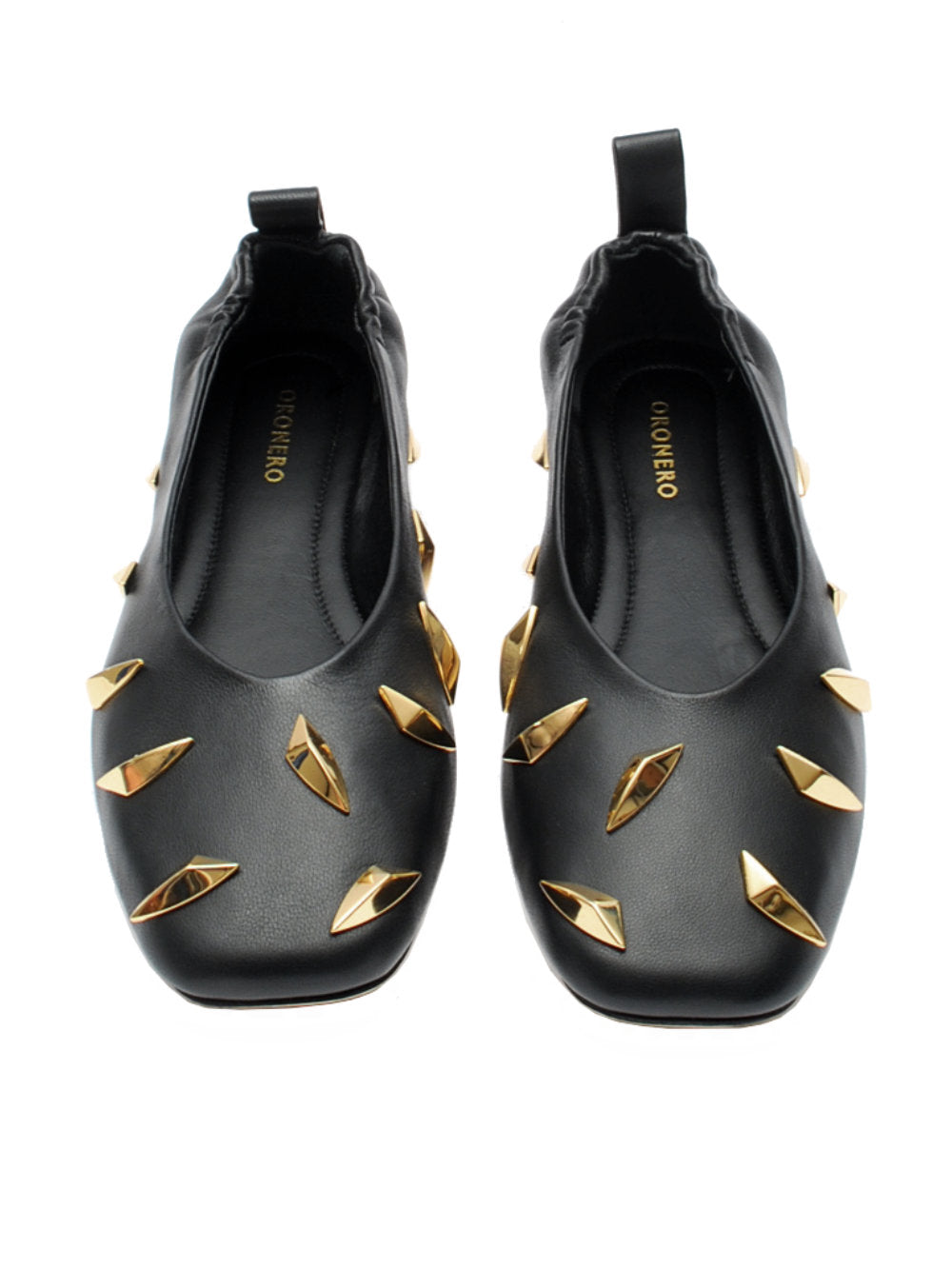 Ballerina Nera Borchiata Oronero NA69 - Comfort Sacchetto Tacco 20 Pe25 - Calzature Nucca